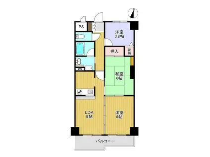 ダイアパレス開成北(3LDK/2階)の間取り写真
