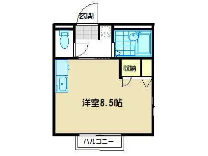 ボヌール(ワンルーム/1階)の間取り写真