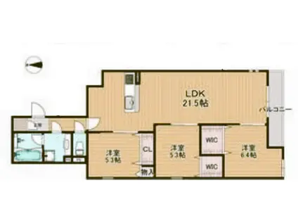 エステート南塚口(3LDK/1階)の間取り写真