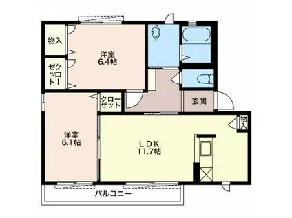 グラン・シャリオ C棟(2LDK/2階)の間取り写真