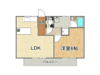 トビタハイツ B棟(1LDK/2階)の間取り写真