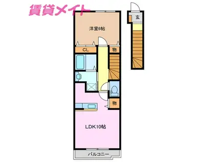ヴィクトリーI(1LDK/2階)の間取り写真