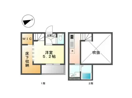 I・ROOM並木(1K/2階)の間取り写真