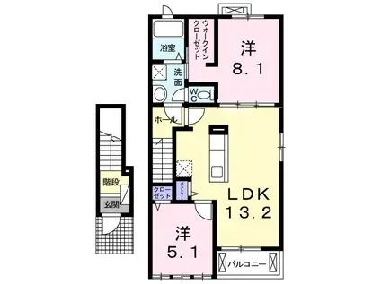 シュトラール(2LDK/2階)の間取り写真