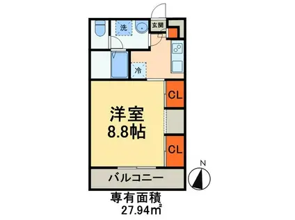 リブリ・レ・プレジール(1K/1階)の間取り写真