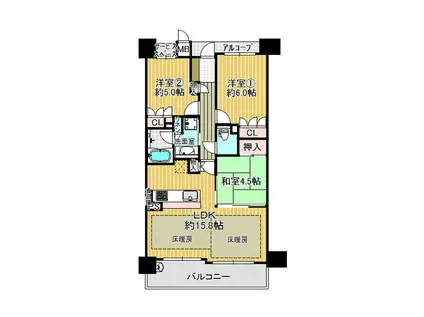 ジ・アーバネックス京都二条(3LDK/3階)の間取り写真