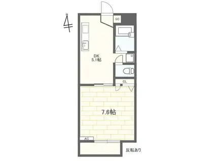 グランうらべ(1DK/3階)の間取り写真