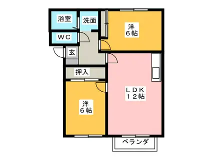 プロパティ大溝B棟(2LDK/1階)の間取り写真