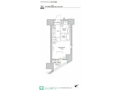 プラウドフラット浅草橋II(1K/13階)の間取り写真