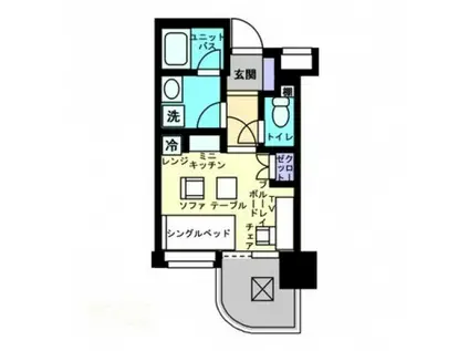 アルファコンフォート福岡西新(1K/13階)の間取り写真
