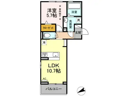 VIA フォレスタII(1LDK/2階)の間取り写真