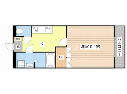 I・CUBE(1K/2階)の間取り写真