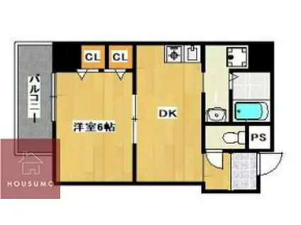 ドゥムレ西天満(1DK/2階)の間取り写真