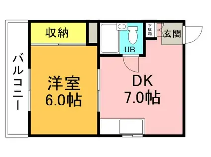 生駒ビル(1DK/5階)の間取り写真