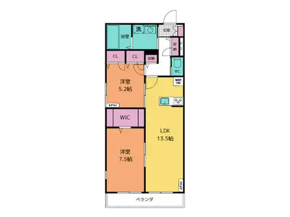 GRANDEUR(2LDK/3階)の間取り写真