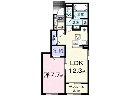 リーベ佐久CURRENT II(1LDK/1階)の間取り写真