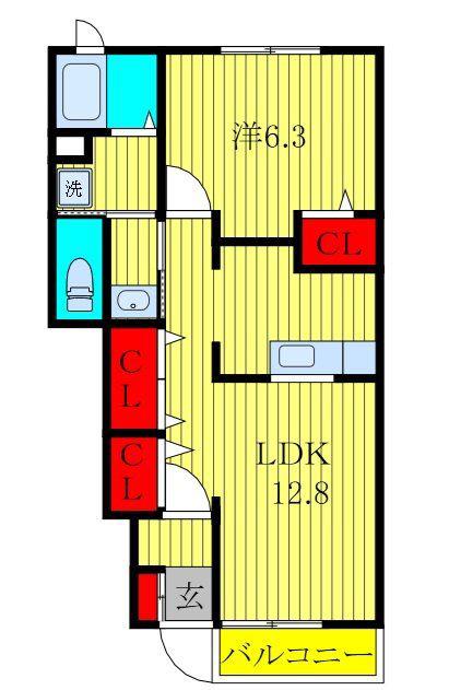 ソレイユ・ルヴァンI(1LDK/1階)の間取り写真