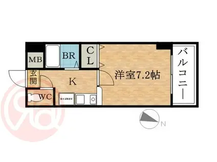 エクシード弁天II(1K/7階)の間取り写真