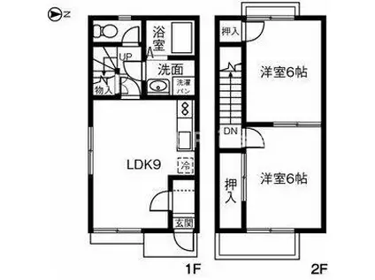 DUPLEX 国王37(2LDK/1階)の間取り写真