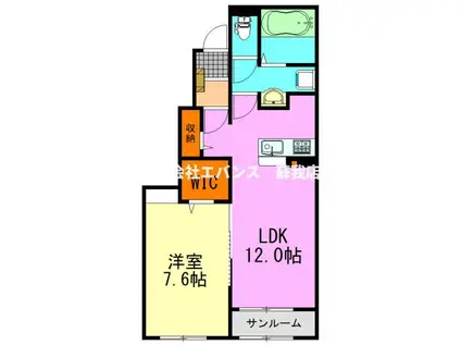 シャ・ノワール サウス(1LDK/1階)の間取り写真