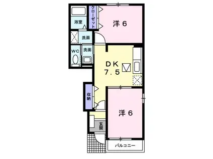 エレガンス・ヴィラIII(2DK/1階)の間取り写真