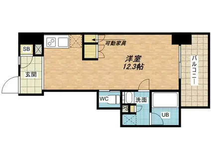 アーバネックス北浜(ワンルーム/2階)の間取り写真