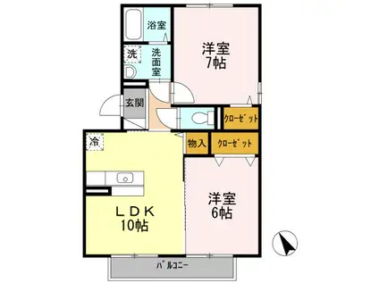 メゾン ドゥ プラージュ(2LDK/2階)の間取り写真