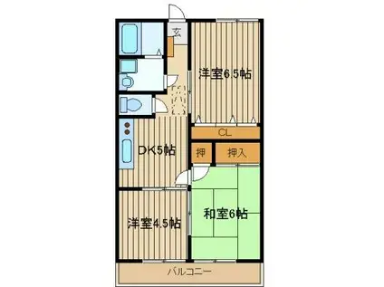 山合コーポ(3K/1階)の間取り写真