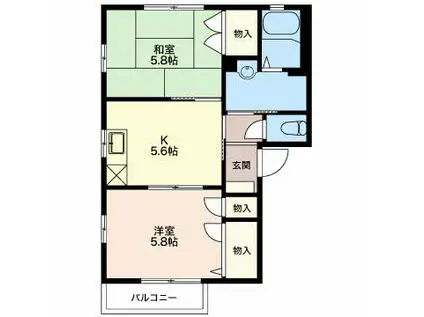 ディアス リヴェール セ(2K/2階)の間取り写真