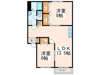 パークサイド.U(2LDK/1階)の間取り写真