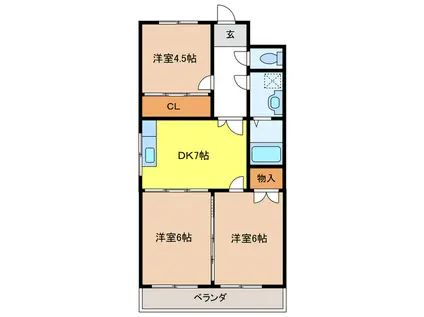 エヌタス西河渡(3DK/4階)の間取り写真