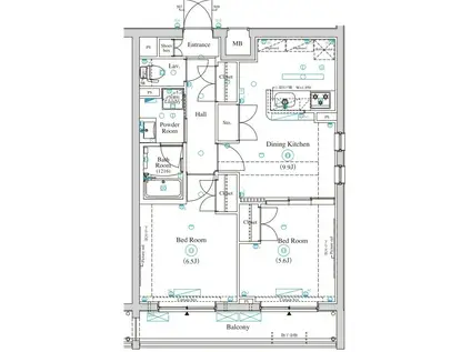 ディアレイシャス東京サウスパレス(2LDK/5階)の間取り写真