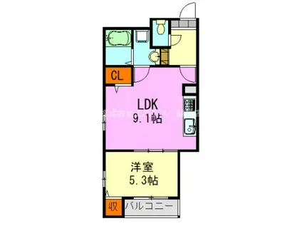 ルラーシュ新宿(1LDK/2階)の間取り写真