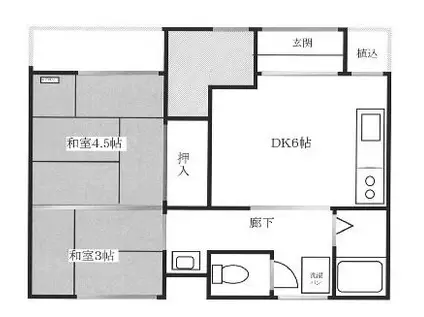 岡田荘(2DK/1階)の間取り写真