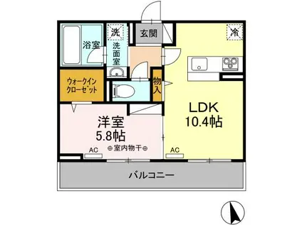 D-ROOMラナンキュラス302(1LDK/3階)の間取り写真