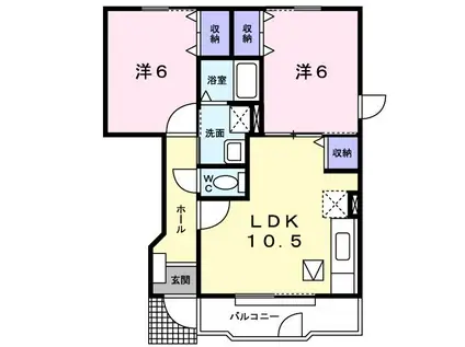 モルティII(2LDK/1階)の間取り写真
