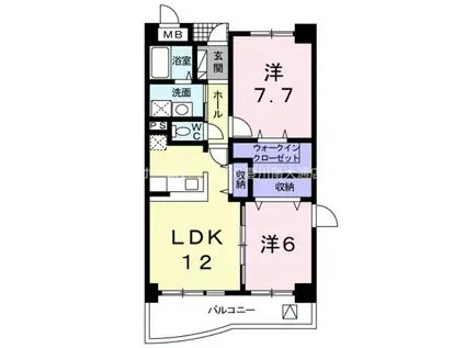 エヴァ―グリーン ハイツ(2LDK/2階)の間取り写真