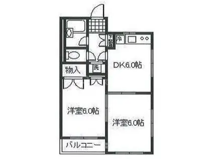 マックタウン大宮S棟(2DK/2階)の間取り写真