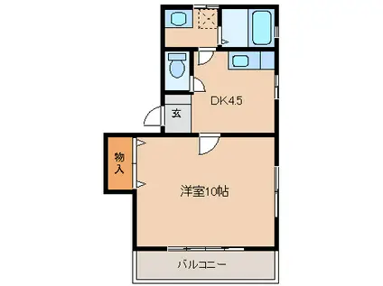 グローバルハイムA棟(1DK/1階)の間取り写真