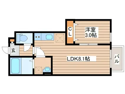 ディアコートII(1LDK/1階)の間取り写真