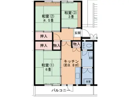 UR泉南一丘(3K/1階)の間取り写真