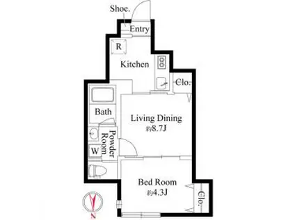 ウッドクレスト荒川レジデンス(1LDK/1階)の間取り写真