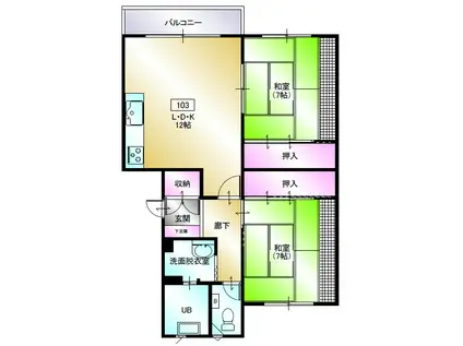 ペニンシュラ(2LDK/3階)の間取り写真