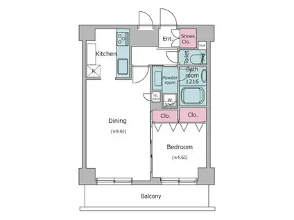 レジディア文京本郷II(1DK/13階)の間取り写真