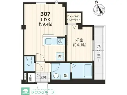 フランドル Y(1LDK/3階)の間取り写真