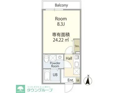 エテルノヴァローレ北浦和(1K/3階)の間取り写真