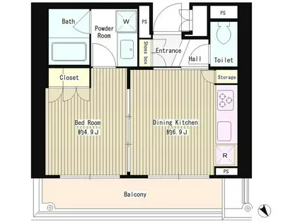 MMガーデン(1DK/6階)の間取り写真