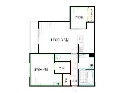 GRAND HILLS(2LDK/1階)の間取り写真