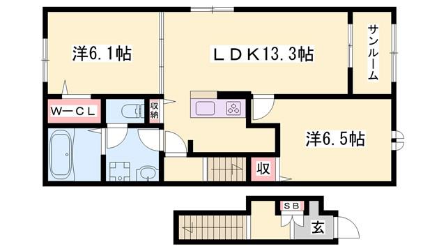アイルー II(1LDK/2階)の間取り写真