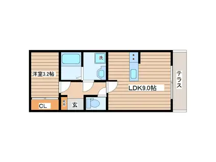 アスコット植松(1LDK/1階)の間取り写真